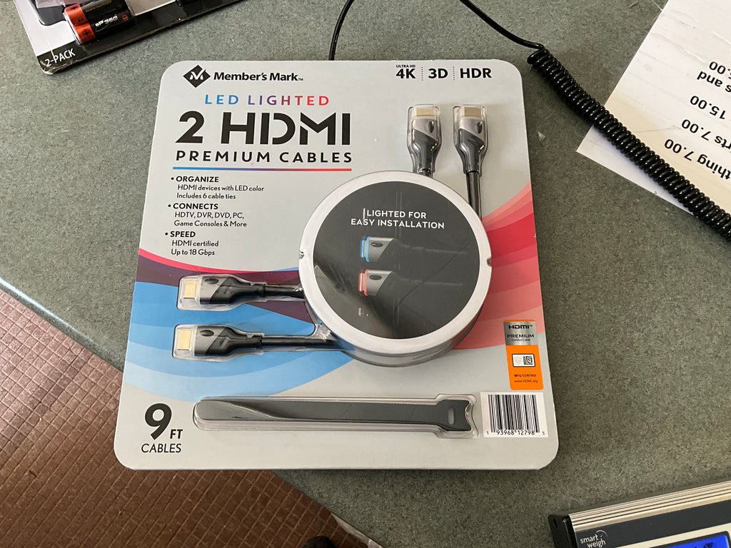 2 LED lighted 9ft hdmi cables