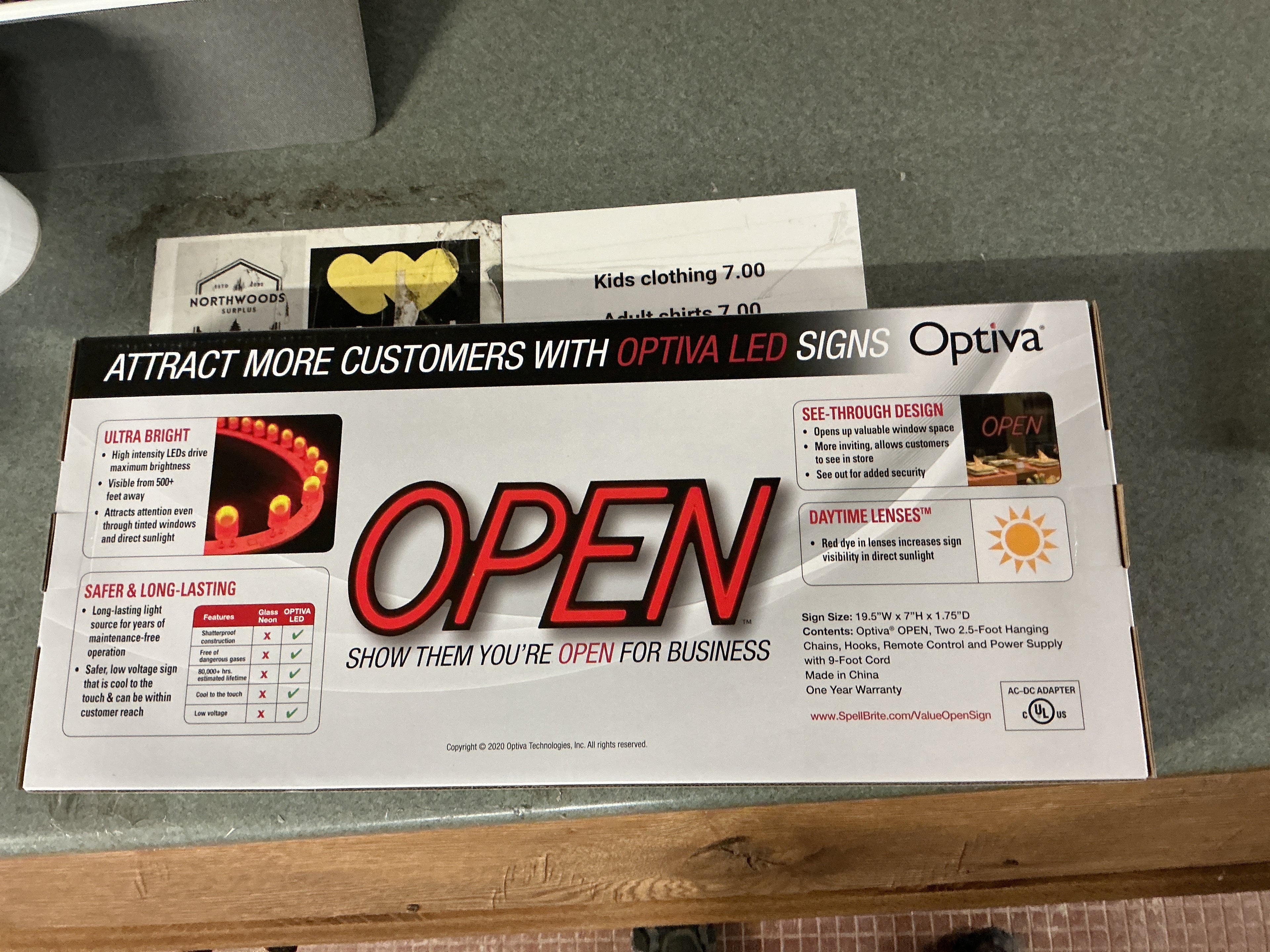 Optiva Open Sign