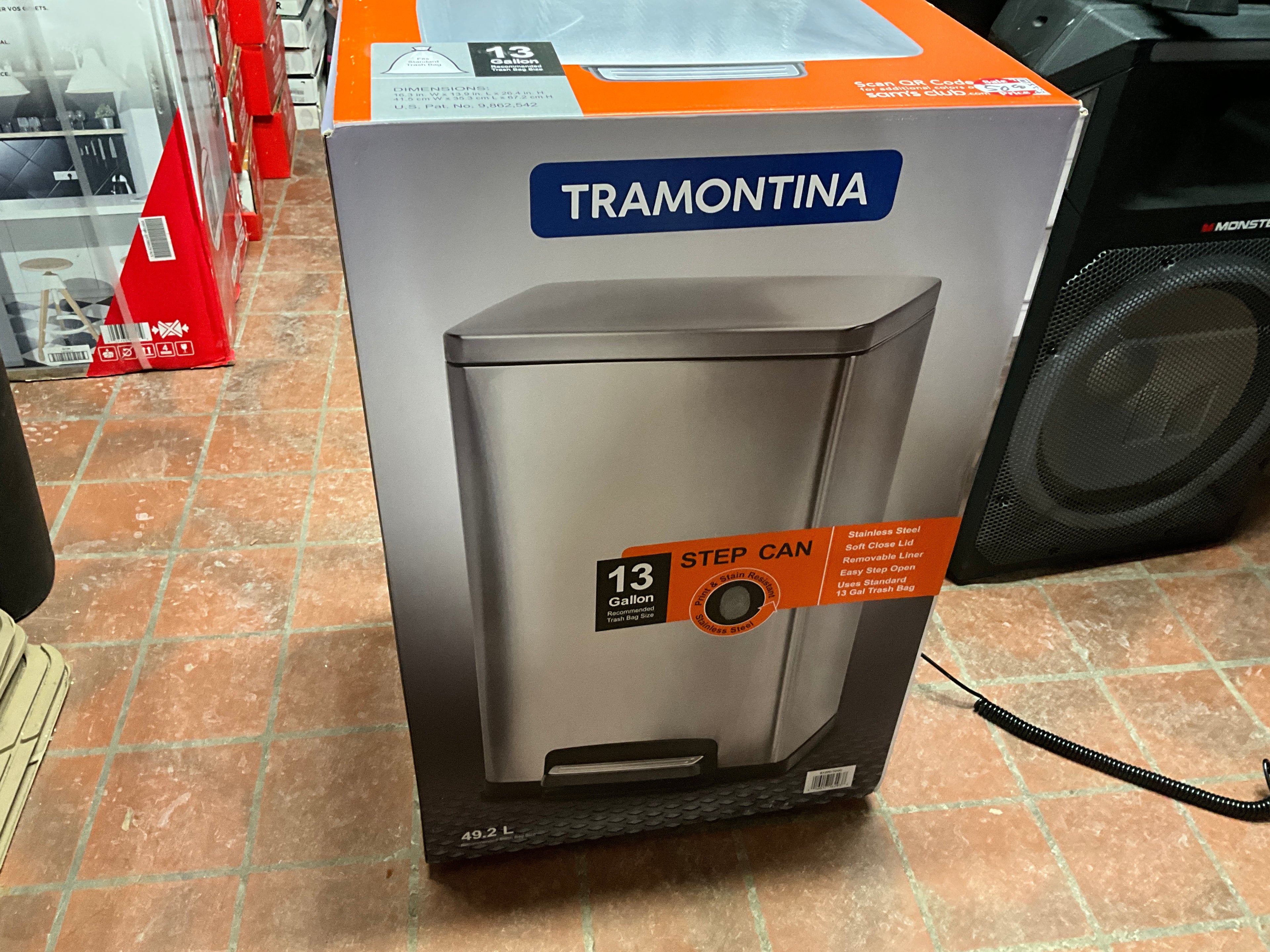 Tramontina stainless steel trashcan