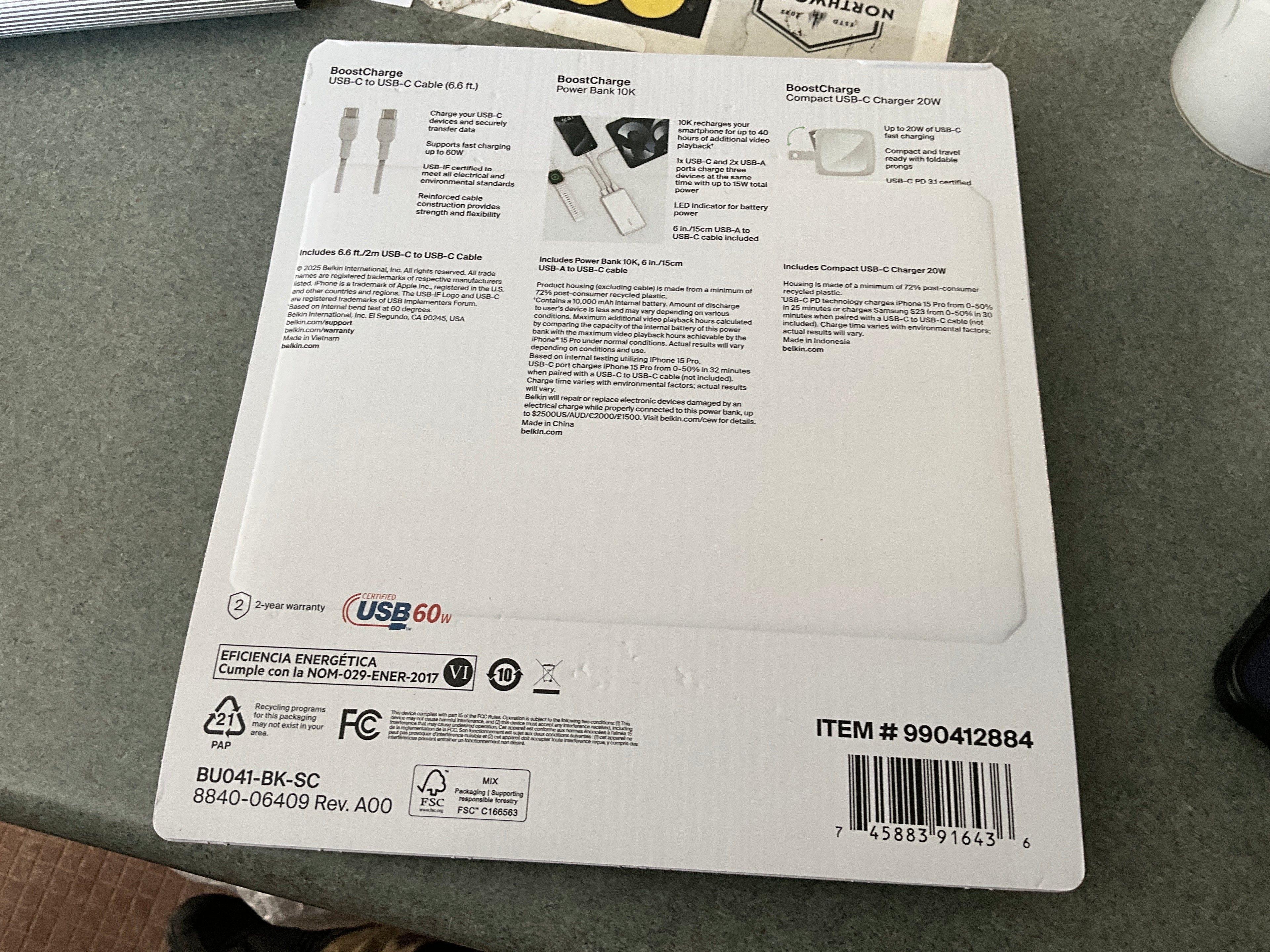 Belkin power bank, power block and charger type-c